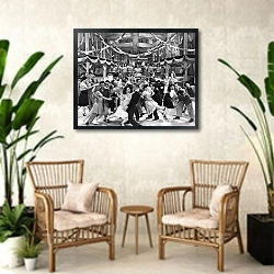 «LET'S SWING» в интерьере комнаты в стиле ретро с плетеными креслами