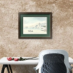 «Вход в Нутку» в интерьере кабинета с песочной стеной над столом