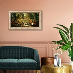 «Meeting for the Puits-du-Roi Hunt at Compiegne» в интерьере классической гостиной над диваном
