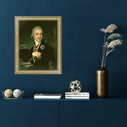 «Portrait of the author Alexander Labsin, 1816 1» в интерьере в классическом стиле в синих тонах