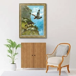 «Серна и беркут» в интерьере в классическом стиле над комодом