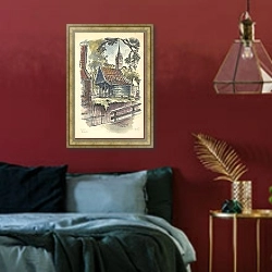 «Travalje bij de Middenweg 171 te Middenbeemster. Een Travalje is een stellage voor een hoefsmederij, met pannendak» в интерьере спальни с акцентной стеной