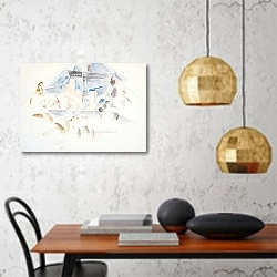 «Бермуды, мачты и листва» в интерьере кухни в стиле минимализм над столом