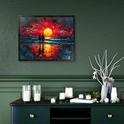 «Warmed by the sun» в интерьере прихожей в зеленых тонах над комодом