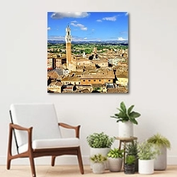 «Италия. Тоскана. Сиена. Вид на город» в интерьере современной комнаты над креслом