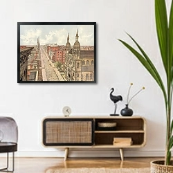 «Fifth avenue from 42nd street, looking north» в интерьере комнаты в стиле ретро над тумбой