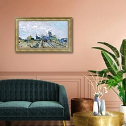 «Огород в Монмартре» в интерьере классической гостиной над диваном