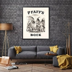 «Pfaff's bock» в интерьере в стиле лофт над диваном