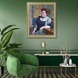 «Madame Maurice Denis, 1908» в интерьере гостиной в зеленых тонах