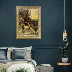 «Дорожка в Момартре» в интерьере классической спальни с темными стенами