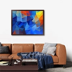 «Полигональная абстракция» в интерьере современной гостиной над диваном