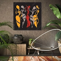 «Африканские танцовщицы» в интерьере комнаты в этническом стиле
