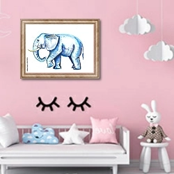 «Рисунок со слоном» в интерьере детской комнаты для девочки в розовых тонах