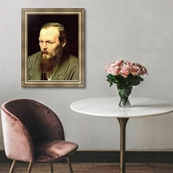 «Portrait of Fyodor Dostoyevsky 1872 2» в интерьере в классическом стиле над креслом