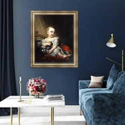 «Портрет великого князя Николая Павловича» в интерьере в классическом стиле в синих тонах