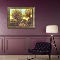 «Аллея в пригороде» в интерьере в классическом стиле в фиолетовых тонах