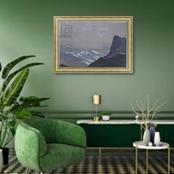 «Suget Pass, 1936» в интерьере гостиной в зеленых тонах