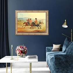«Chilean Riders, c.1835-36» в интерьере в классическом стиле в синих тонах