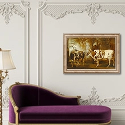«Portraits of two extraordinary oxen, the property of the Earl of Powis, 1814» в интерьере в классическом стиле над банкеткой