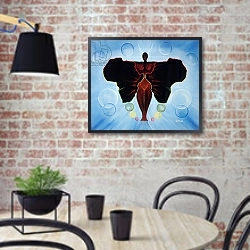 «Black Butterfly» в интерьере кухни в стиле лофт с кирпичной стеной