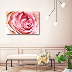 «Розовая роза макро №2» в интерьере современной прихожей в розовых тонах