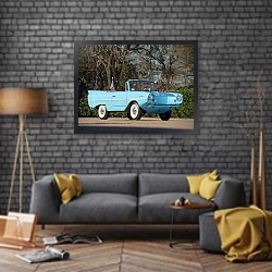 «Amphicar 770 Convertible '1968» в интерьере в стиле лофт над диваном