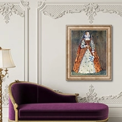 «A Woman of the Time of Elizabeth 1558-1603 2» в интерьере в классическом стиле над банкеткой