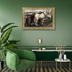 «Рабочие лошадки в Отеле Houthaven, Амстердам» в интерьере гостиной в зеленых тонах