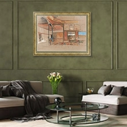 «Interior of an Eastern House» в интерьере гостиной в оливковых тонах