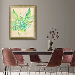 «Букет ландышей» в интерьере столовой с серыми стенами