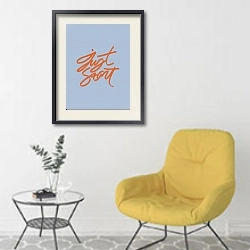«A kind reminder №6» в интерьере комнаты в скандинавском стиле с желтым креслом