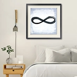 «Symbols. Infinity» в интерьере белой спальни в скандинавском стиле