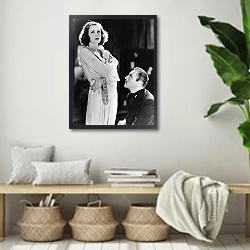 «Гарбо Грета 68» в интерьере комнаты в стиле ретро с плетеными корзинами