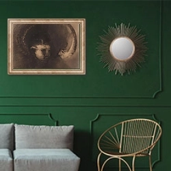 «Dream Polyp» в интерьере классической гостиной с зеленой стеной над диваном