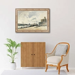 «Les bords de la Seine et le Pont de Sully» в интерьере в классическом стиле над комодом