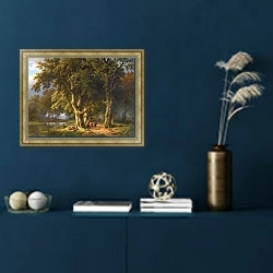 «Летний пейзаж» в интерьере в классическом стиле в синих тонах