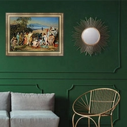 «Явление Христа народу. 1837-1857» в интерьере классической гостиной с зеленой стеной над диваном
