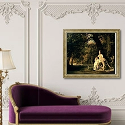 «Lady reading in a Park, c.1768-70» в интерьере в классическом стиле над банкеткой