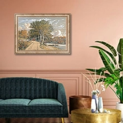 «On the Harlem River» в интерьере классической гостиной над диваном