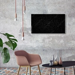 «Абстрактный черный фон из маленьких кругов» в интерьере в стиле лофт с бетонной стеной