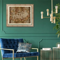 «Historical Printed Textile» в интерьере в классическом стиле с зеленой стеной