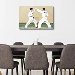 «Тренировка по тхэквондо» в интерьере переговорной комнаты в офисе