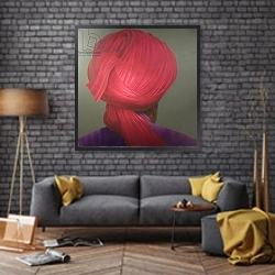 «Red Turban, Purple Coat» в интерьере в стиле лофт над диваном