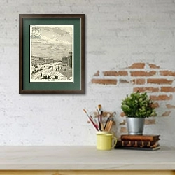 «Nevski Prospect» в интерьере кабинета с кирпичными стенами над письменным столом