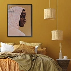 «Hood Boy, 2007» в интерьере спальни  в этническом стиле в желтых тонах