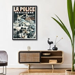 «La Police Parisienne» в интерьере комнаты в стиле ретро над тумбой