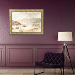 «Водопад Каварау, озеро Вакатипу» в интерьере в классическом стиле в фиолетовых тонах