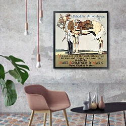 «Рядовой филадельфийской легкой кавалерии, 1775 год» в интерьере в стиле лофт с бетонной стеной