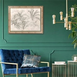 «Palms» в интерьере в классическом стиле с зеленой стеной