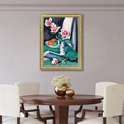 «Still Life with Pink Roses and Oranges in a Blue and White Vase,» в интерьере столовой в классическом стиле